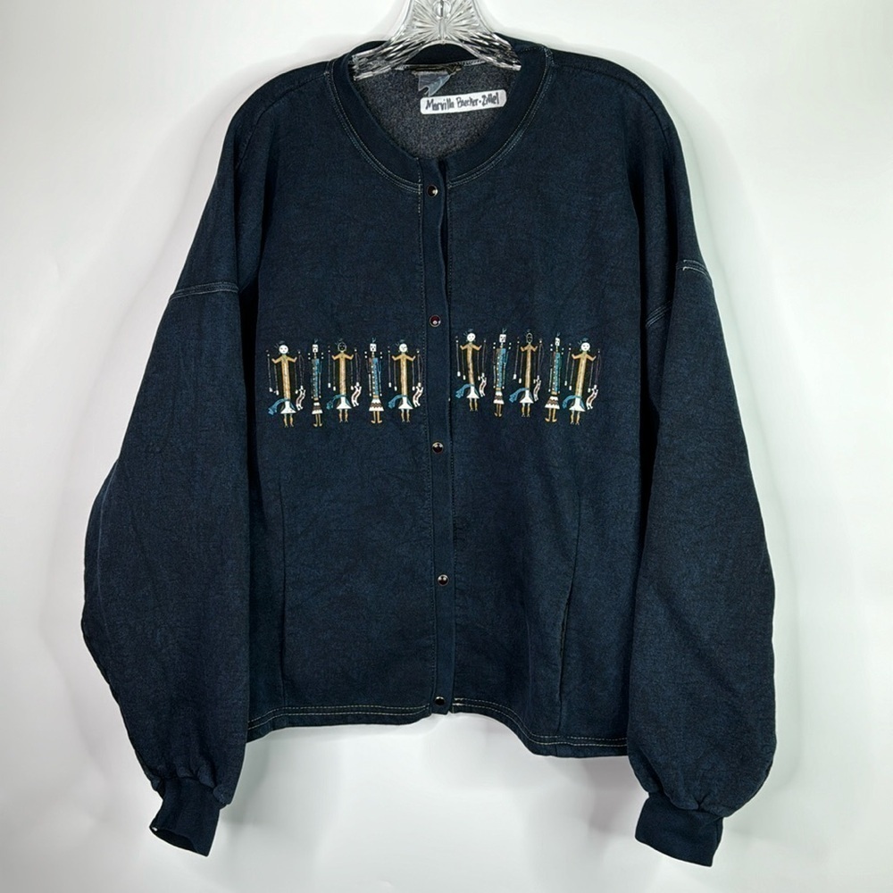 Stone Aged Rockwear Folk Art Button Up Sweatshirt Size 2XL